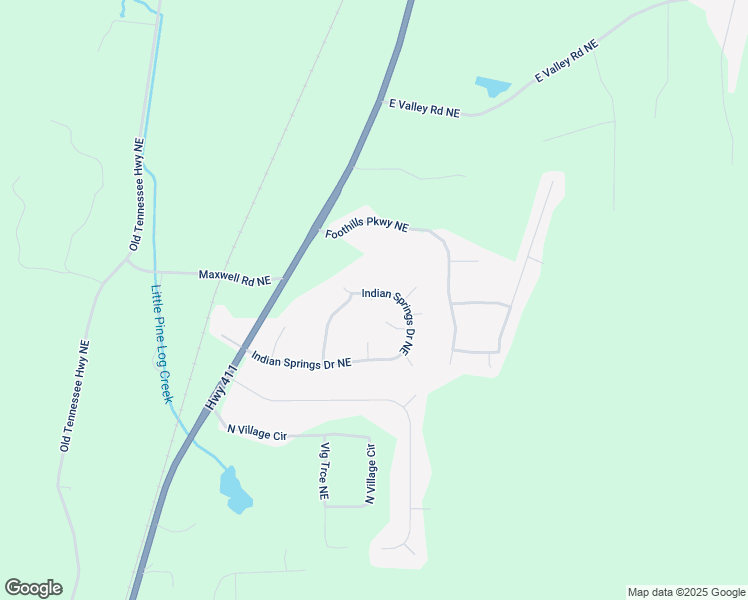 map of restaurants, bars, coffee shops, grocery stores, and more near 65 Indian Springs Drive Northeast in Rydal