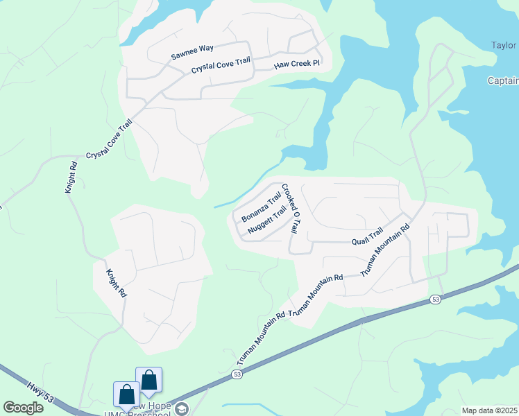 map of restaurants, bars, coffee shops, grocery stores, and more near 6510 Bonanza Trail in Gainesville