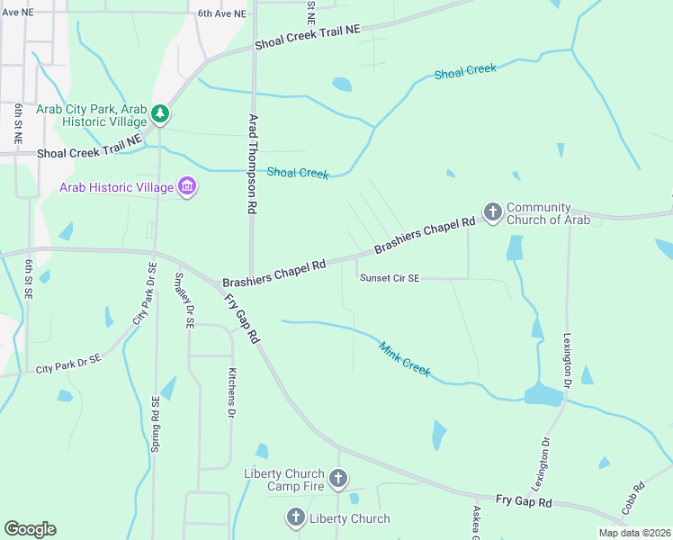 map of restaurants, bars, coffee shops, grocery stores, and more near 130 London Drive Southeast in Arab