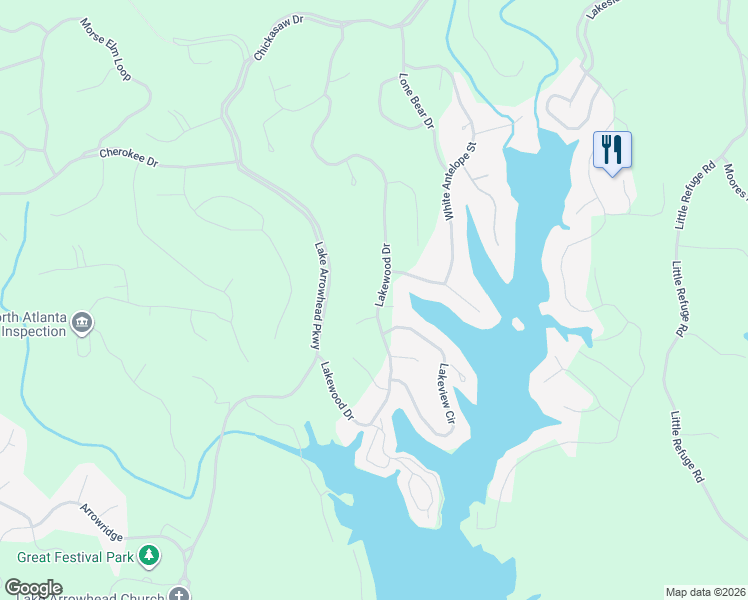 map of restaurants, bars, coffee shops, grocery stores, and more near 246 Lakewood Drive in Waleska