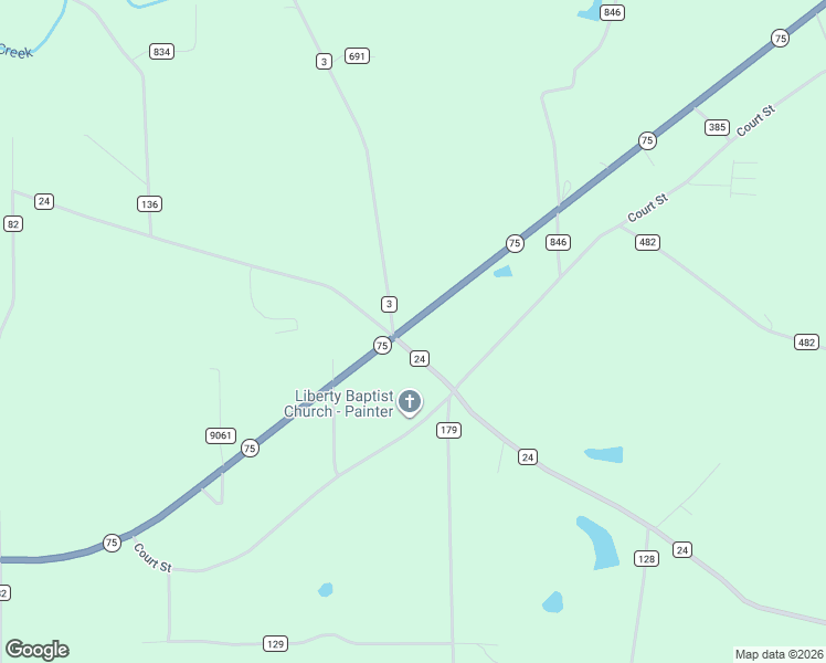 map of restaurants, bars, coffee shops, grocery stores, and more near 46693 Alabama 75 in Crossville
