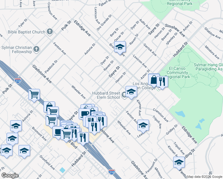 map of restaurants, bars, coffee shops, grocery stores, and more near 13470 Herron Street in Los Angeles