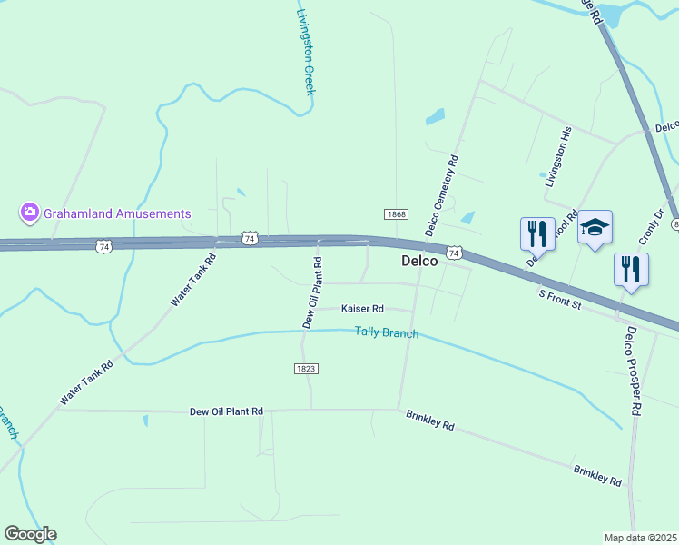 map of restaurants, bars, coffee shops, grocery stores, and more near 316 Kaiser Road in Delco