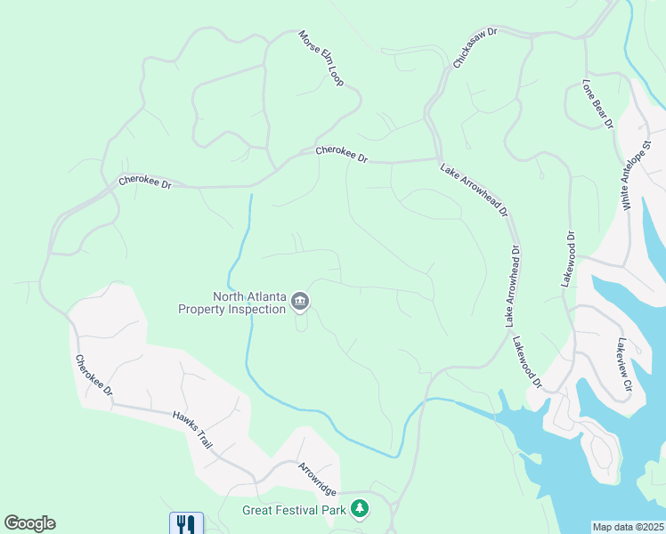map of restaurants, bars, coffee shops, grocery stores, and more near 109 Sitting Bull Court in Waleska