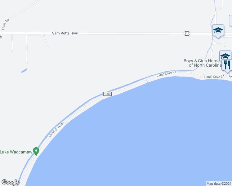 map of restaurants, bars, coffee shops, grocery stores, and more near 912 Canal Cove Road in Lake Waccamaw