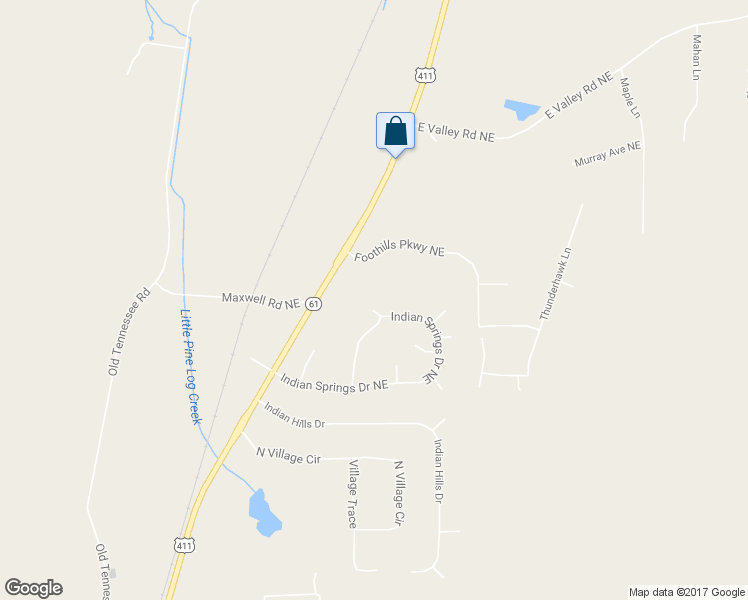 map of restaurants, bars, coffee shops, grocery stores, and more near 72 Indian Springs Drive Northeast in Rydal