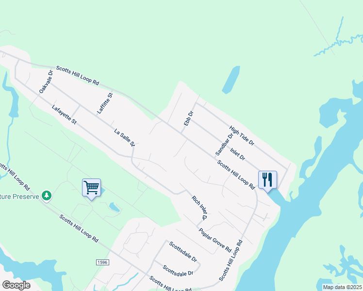 map of restaurants, bars, coffee shops, grocery stores, and more near 3075 Scotts Hill Loop Road in Wilmington