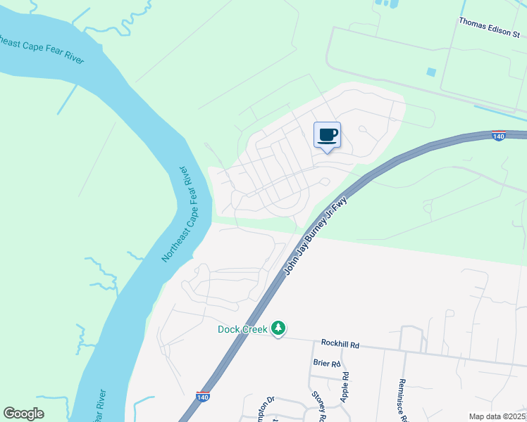 map of restaurants, bars, coffee shops, grocery stores, and more near 300 Cornubia Drive in Castle Hayne
