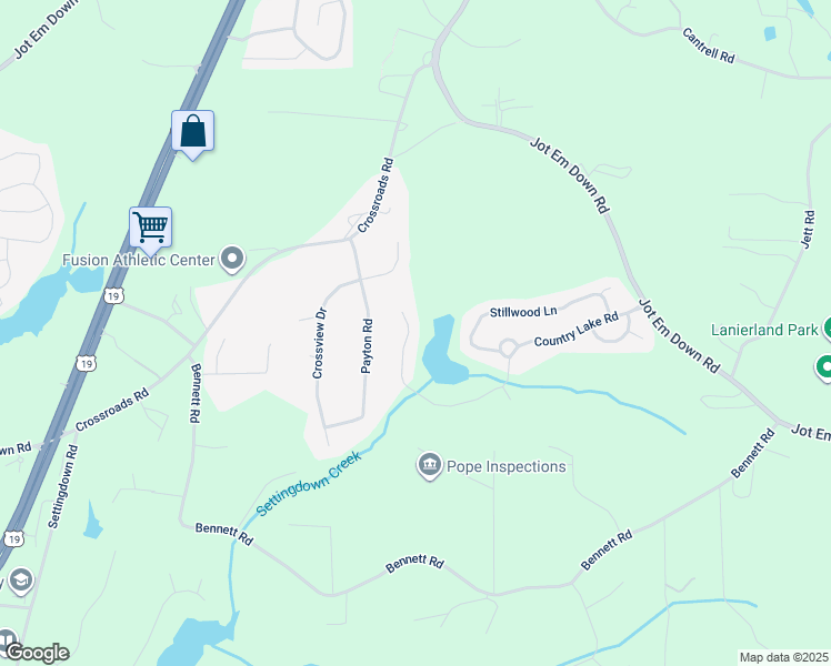 map of restaurants, bars, coffee shops, grocery stores, and more near 6660 Country Lake Road in Cumming