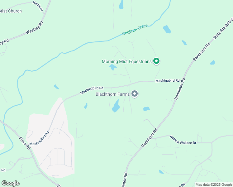 map of restaurants, bars, coffee shops, grocery stores, and more near 6490 Mockingbird Road in Cumming