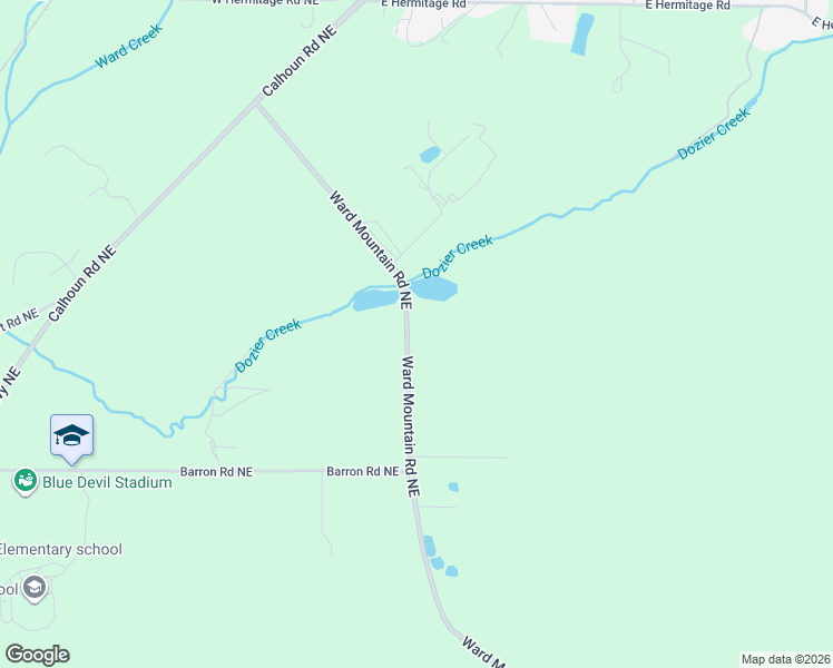 map of restaurants, bars, coffee shops, grocery stores, and more near 1596 Ward Mountain Road Northeast in Rome