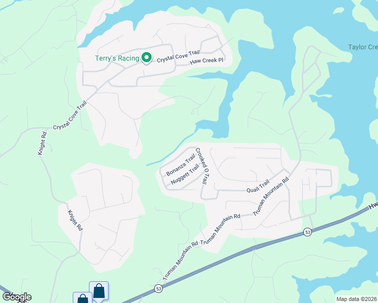 map of restaurants, bars, coffee shops, grocery stores, and more near 6505 Crooked O Trail in Gainesville