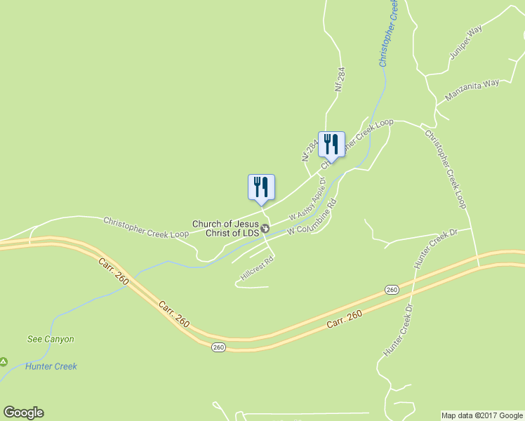 map of restaurants, bars, coffee shops, grocery stores, and more near Christopher Creek Loop in Payson