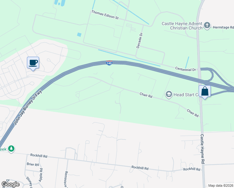 map of restaurants, bars, coffee shops, grocery stores, and more near 3517 Sylvester Road in Castle Hayne