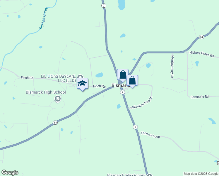map of restaurants, bars, coffee shops, grocery stores, and more near 11636 Highway 84 in Bismarck