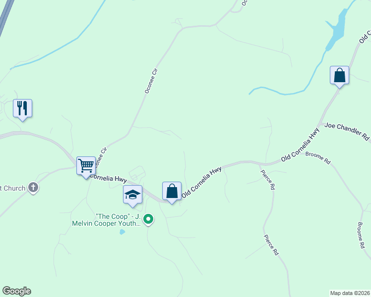 map of restaurants, bars, coffee shops, grocery stores, and more near 2656 Shady Valley Road in Gainesville