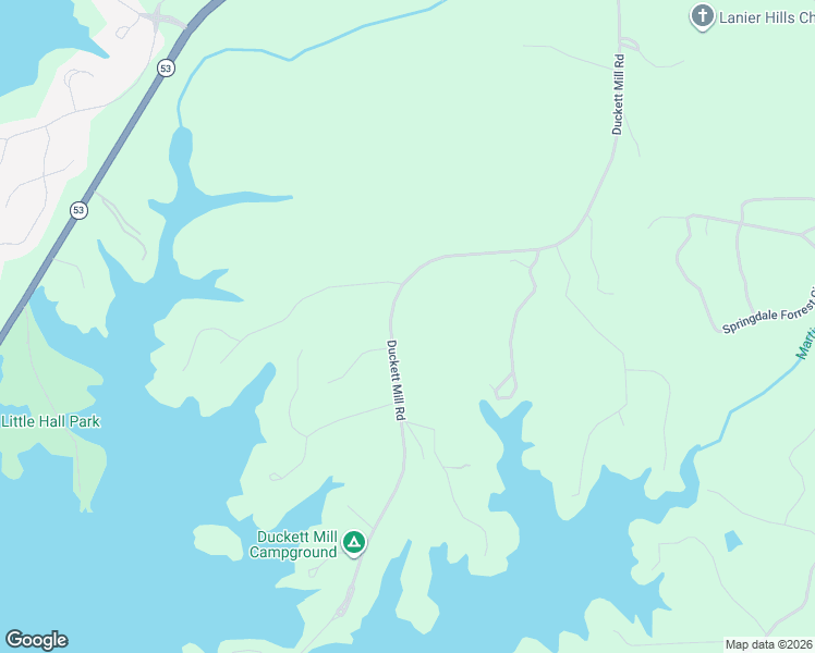 map of restaurants, bars, coffee shops, grocery stores, and more near 3445 Duckett Mill Road in Gainesville