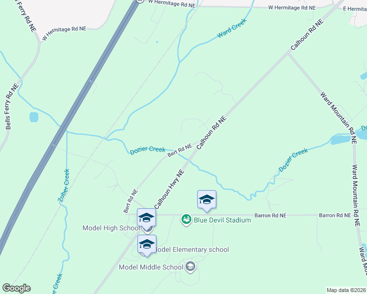 map of restaurants, bars, coffee shops, grocery stores, and more near 240 Bert Road Northeast in Rome