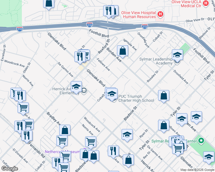 map of restaurants, bars, coffee shops, grocery stores, and more near in Los Angeles
