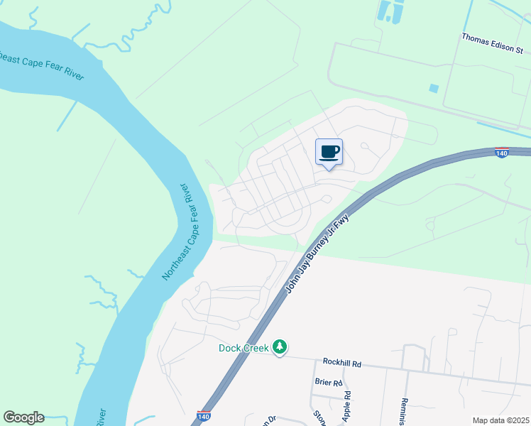 map of restaurants, bars, coffee shops, grocery stores, and more near 205 Cornubia Drive in Castle Hayne