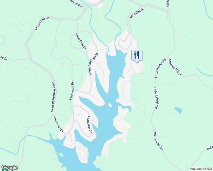 map of restaurants, bars, coffee shops, grocery stores, and more near 157 Broadwater Court in Waleska