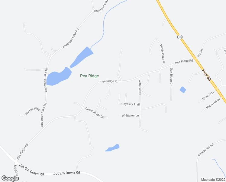 map of restaurants, bars, coffee shops, grocery stores, and more near 7060 Pea Ridge Road in Gainesville
