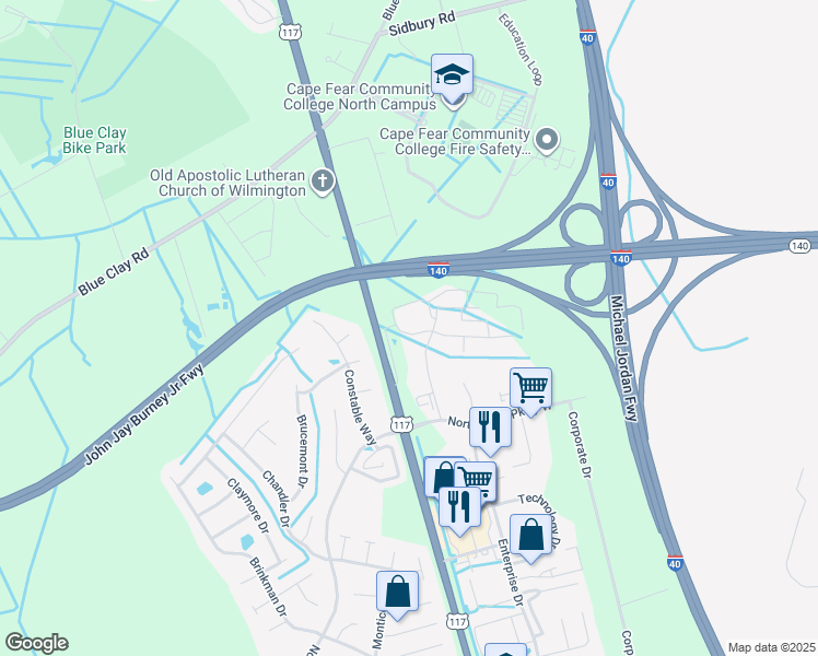 map of restaurants, bars, coffee shops, grocery stores, and more near 4413 Cohan Circle in Wilmington