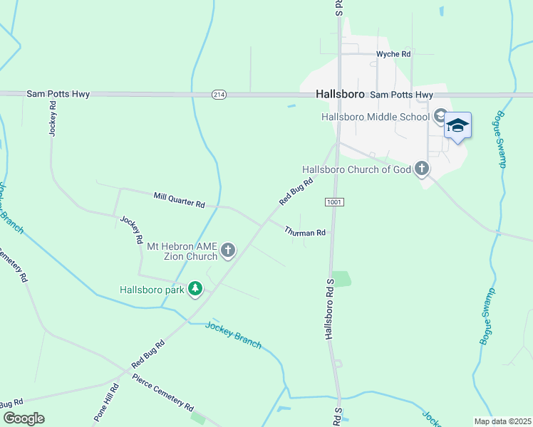 map of restaurants, bars, coffee shops, grocery stores, and more near 348 Red Bug Road in Hallsboro
