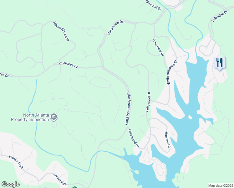 map of restaurants, bars, coffee shops, grocery stores, and more near 169 Ponderosa Lane in Waleska