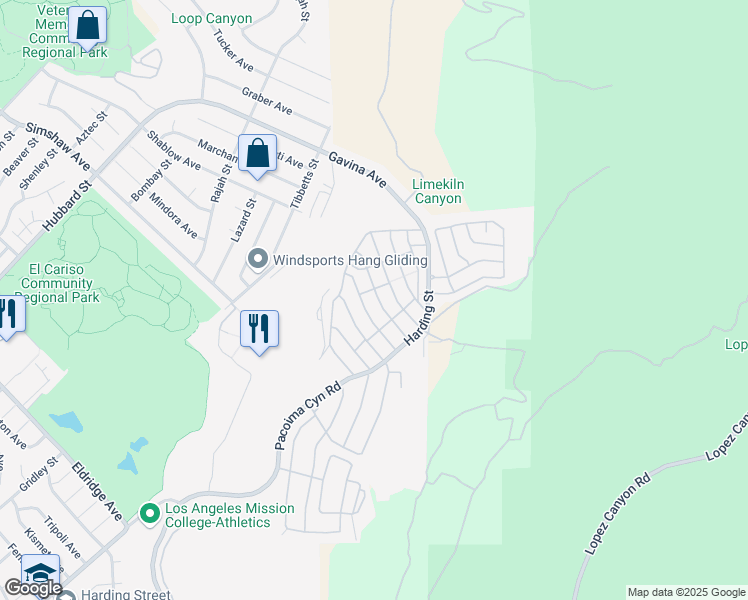 map of restaurants, bars, coffee shops, grocery stores, and more near 13691 Gavina Avenue in Los Angeles