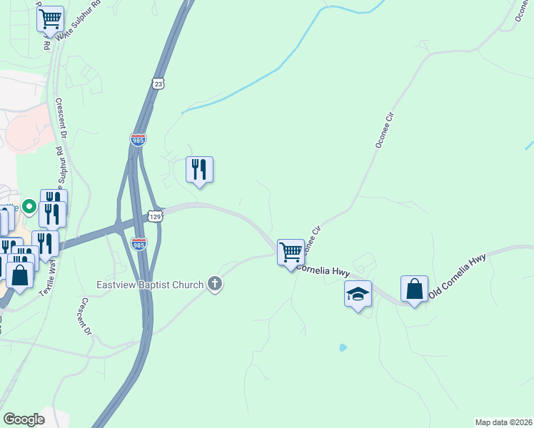 map of restaurants, bars, coffee shops, grocery stores, and more near 2231 Hamilton Road in Gainesville