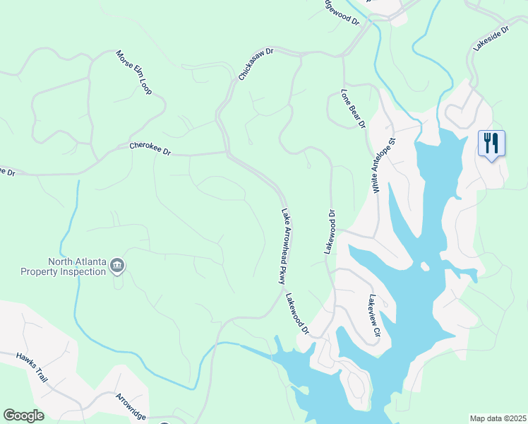 map of restaurants, bars, coffee shops, grocery stores, and more near 169 Ponderosa Lane in Waleska
