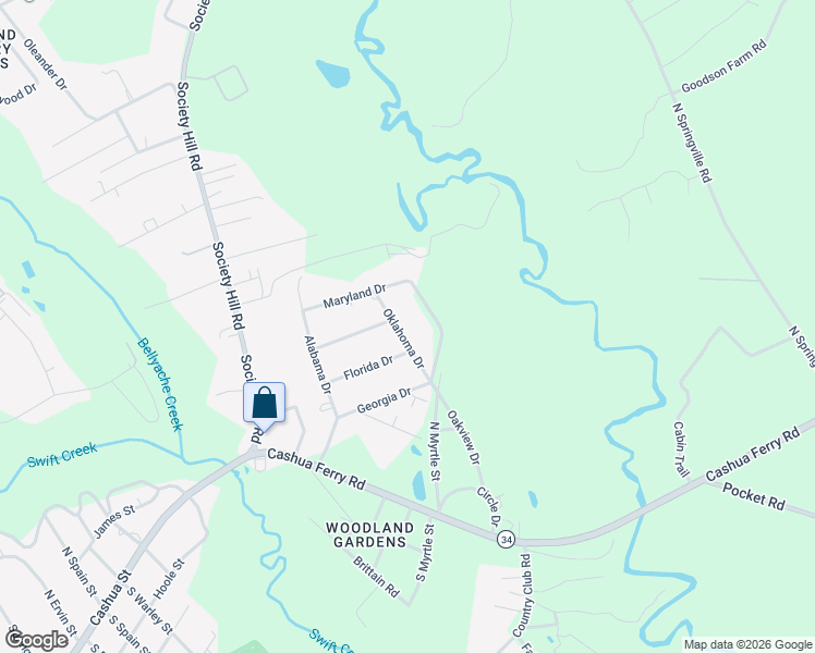map of restaurants, bars, coffee shops, grocery stores, and more near 111 Oklahoma Drive in Darlington