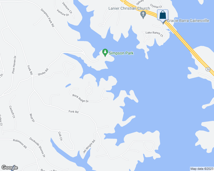 map of restaurants, bars, coffee shops, grocery stores, and more near 3438 Lake Ridge Place in Gainesville