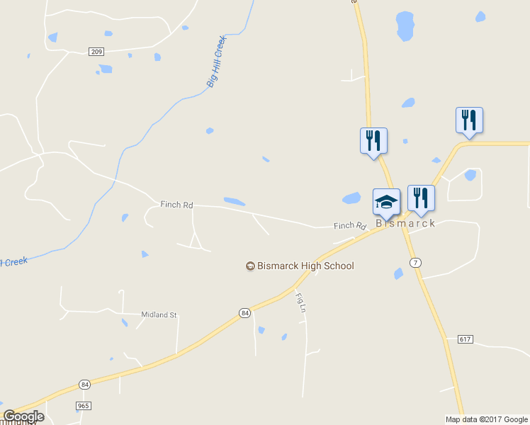 map of restaurants, bars, coffee shops, grocery stores, and more near 3284 Finch Road in Bismarck