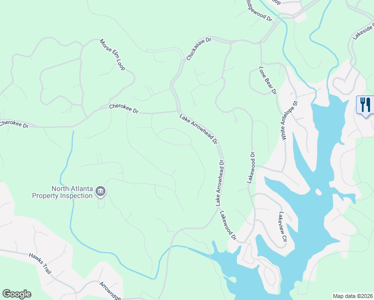 map of restaurants, bars, coffee shops, grocery stores, and more near 154 Ponderosa Lane in Waleska