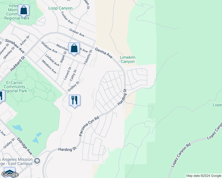map of restaurants, bars, coffee shops, grocery stores, and more near 13691 Gavina Avenue in Los Angeles