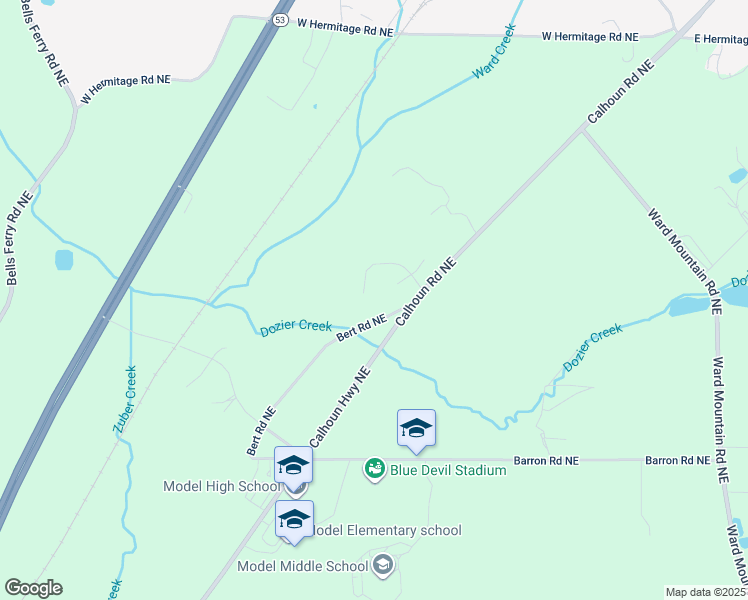 map of restaurants, bars, coffee shops, grocery stores, and more near 6 Iracen Court Northeast in Rome