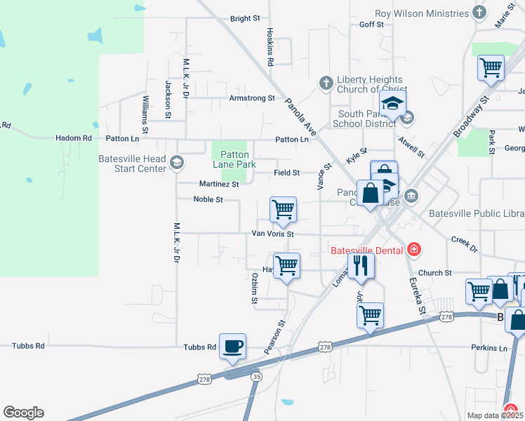 map of restaurants, bars, coffee shops, grocery stores, and more near 207 Deaton St in Batesville