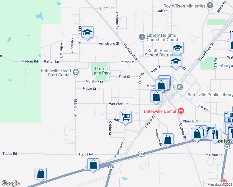 map of restaurants, bars, coffee shops, grocery stores, and more near 207 Deaton St in Batesville