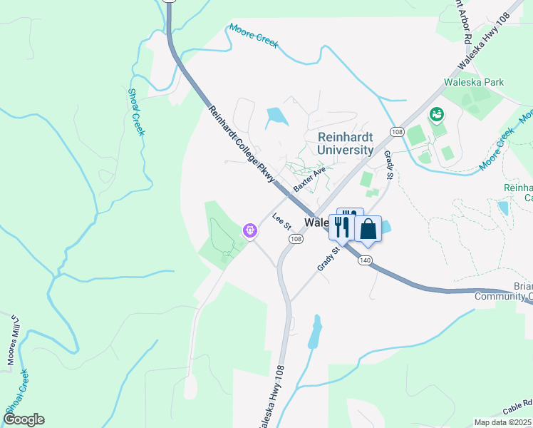map of restaurants, bars, coffee shops, grocery stores, and more near 458 Bartow Street in Waleska