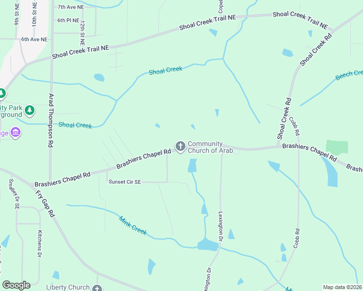 map of restaurants, bars, coffee shops, grocery stores, and more near 1547 Brashiers Chapel Road in Arab