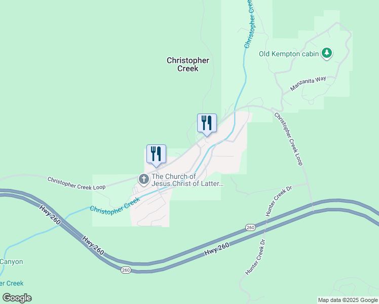 map of restaurants, bars, coffee shops, grocery stores, and more near Christopher Creek Loop in Payson