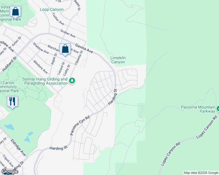 map of restaurants, bars, coffee shops, grocery stores, and more near 13691 Gavina Avenue in Los Angeles