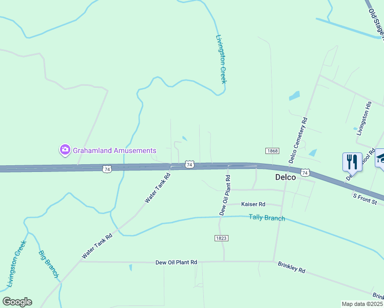 map of restaurants, bars, coffee shops, grocery stores, and more near 25221 Andrew Jackson Highway East in Delco