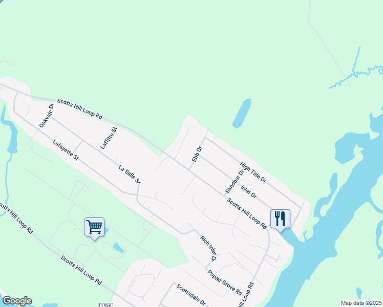 map of restaurants, bars, coffee shops, grocery stores, and more near 102 Inlet Dr in Wilmington
