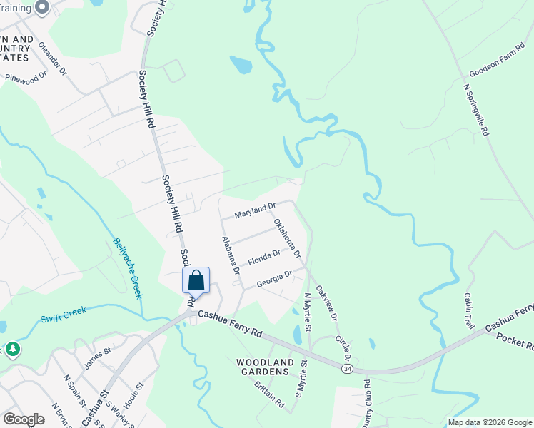 map of restaurants, bars, coffee shops, grocery stores, and more near 116 Maryland Drive in Darlington