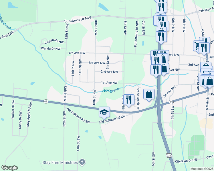 map of restaurants, bars, coffee shops, grocery stores, and more near 915 1st Ave NW in Arab