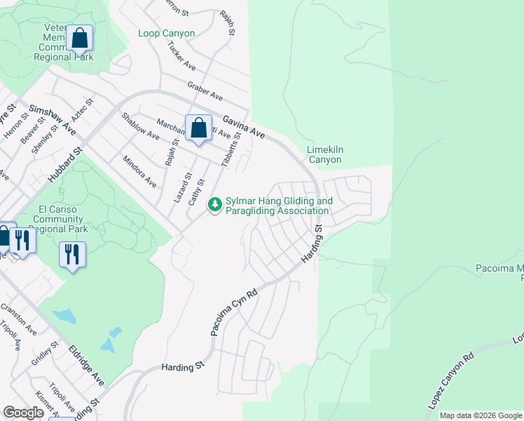 map of restaurants, bars, coffee shops, grocery stores, and more near 13691 Gavina Avenue in Los Angeles