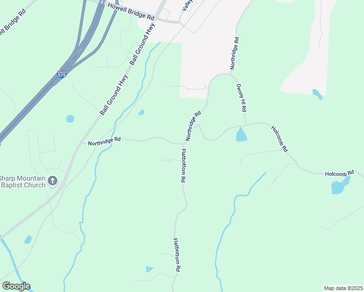 map of restaurants, bars, coffee shops, grocery stores, and more near Flatbottom Road in Ball Ground